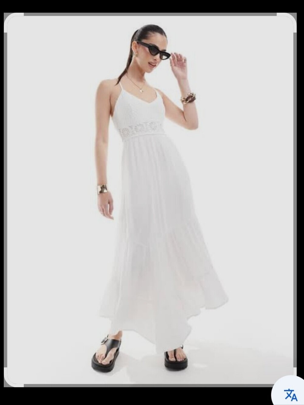 Hollister Crochet Handkerchief Peasant Bohemian Maxi Dress Beachy Summer Large